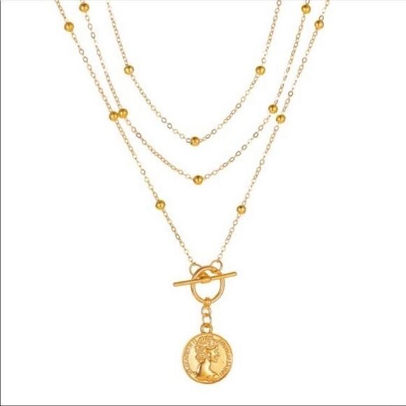 Necklace Multilayer Coin Lariat Zinc Alloy Versatile Cute Boho - Picture 4 of 6
